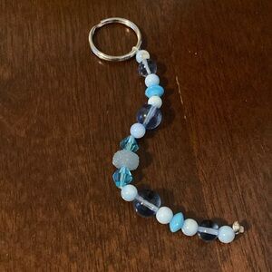 Ice blue beaded keychain 2